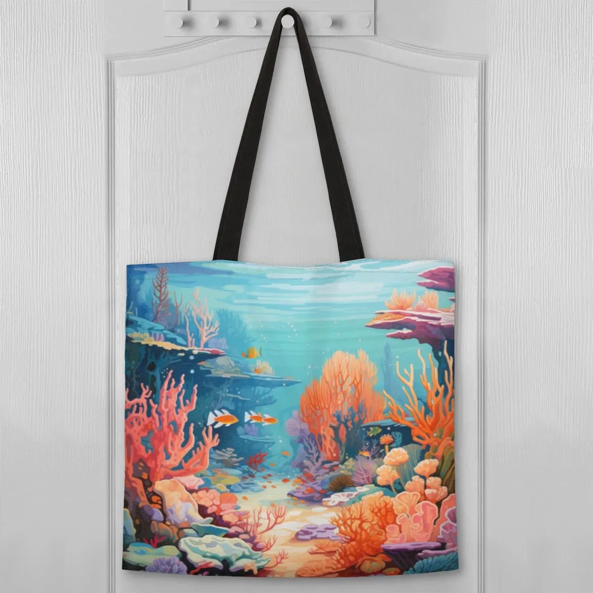 Highland Yak Cow Flowers Beige Canvas Tote Bag for Women Men Stylish Tote Handbag Shoulder Bag Reusable Grocery Bag