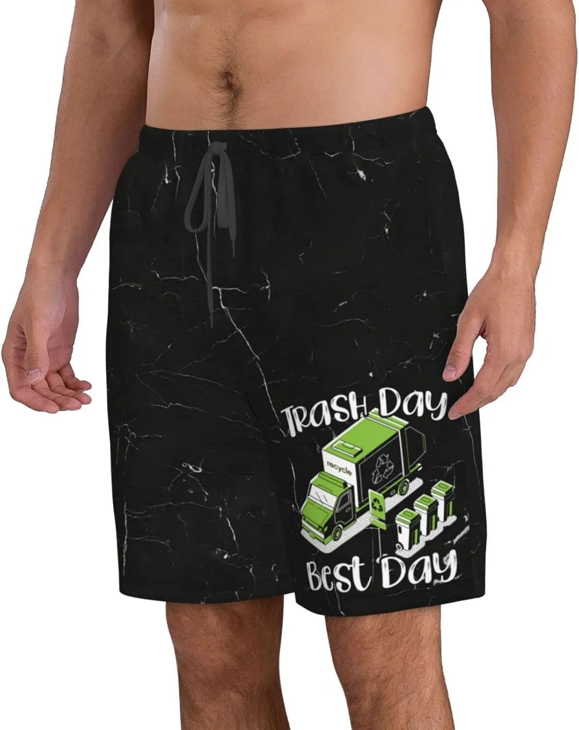 HILLBACK Trash Day Best Day Waste Management Garbage Truck Mens Hiking Shorts Stretch Quick Dry Outdoor Shorts Fishing Shorts