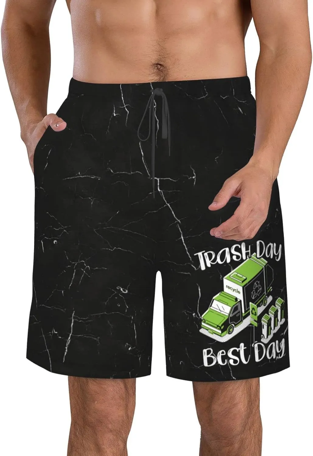HILLBACK Trash Day Best Day Waste Management Garbage Truck Mens Hiking Shorts Stretch Quick Dry Outdoor Shorts Fishing Shorts