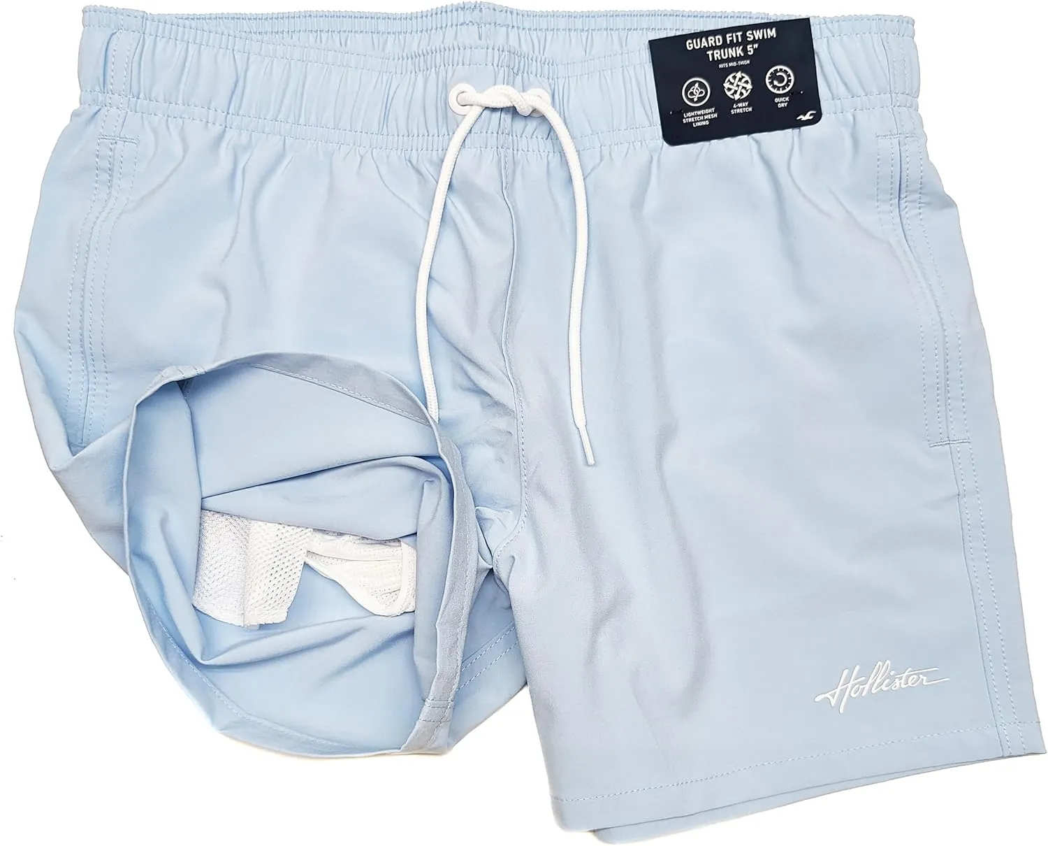 Hollister California Men's 4-Way Stretch Guard Fit Swim Trunk 5" W/Inner Mesh HOM-8