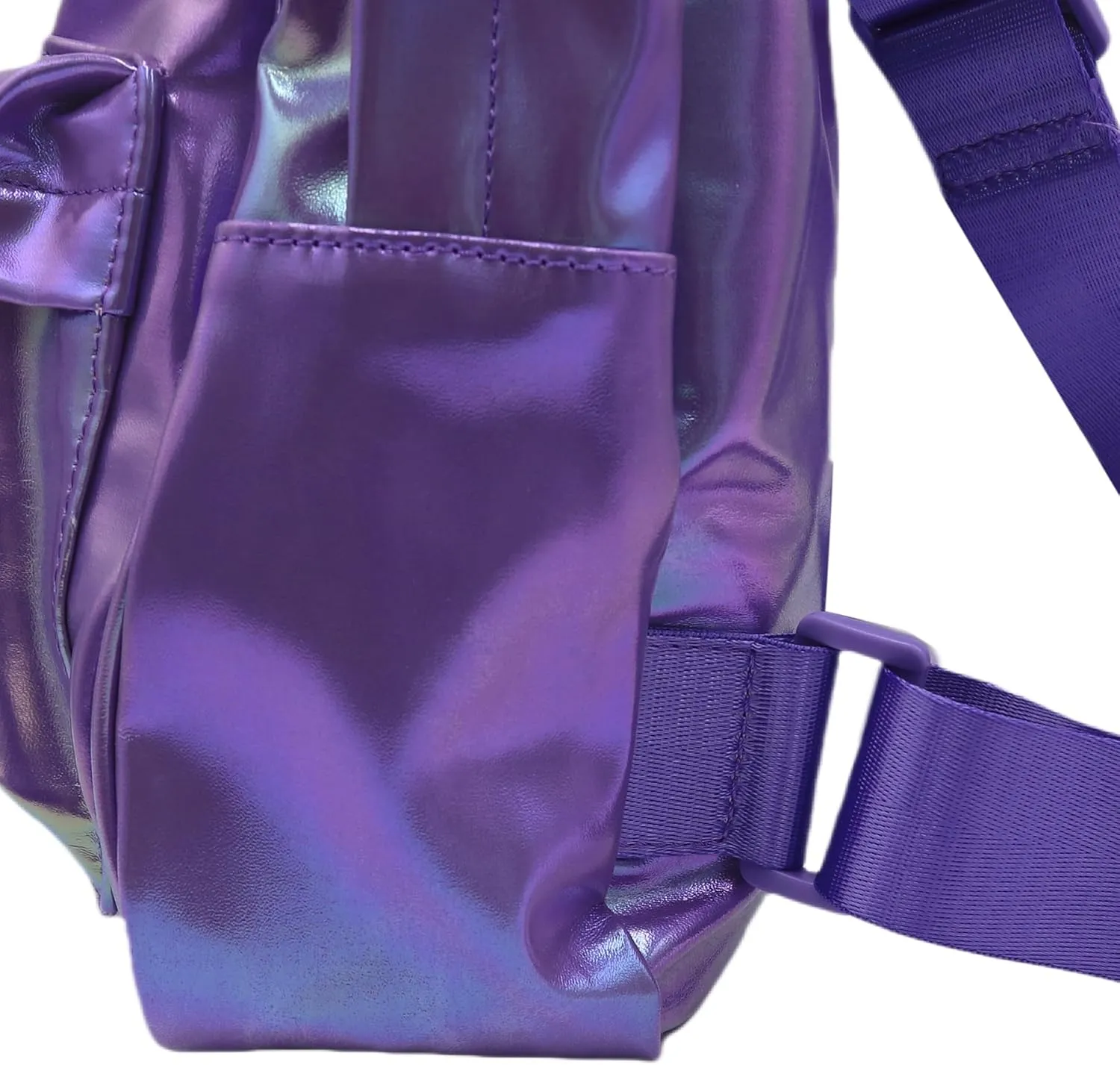 Holographic Backpack Iridescent Shoulder Bag Hologram Laser Satchel Travel Casual Daypack Purse for Women Men,Purple7#