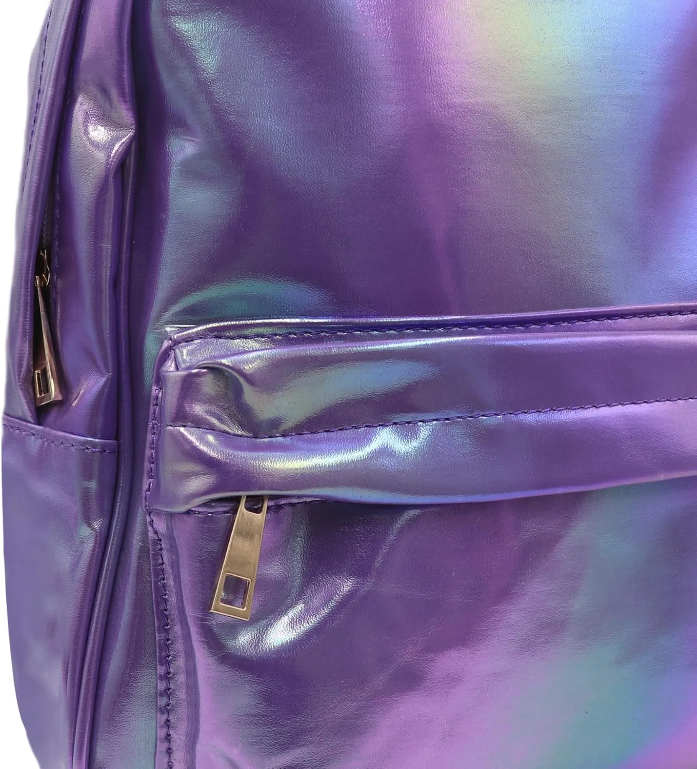 Holographic Backpack Iridescent Shoulder Bag Hologram Laser Satchel Travel Casual Daypack Purse for Women Men,Purple7#