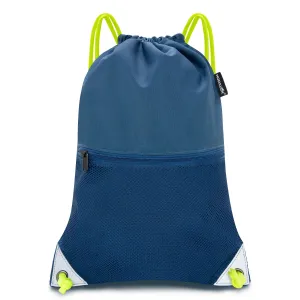 HOLYLUCK Drawstring Backpack Gym Sports Bag with Front mesh zipper Pocket (Petrol) HLC402