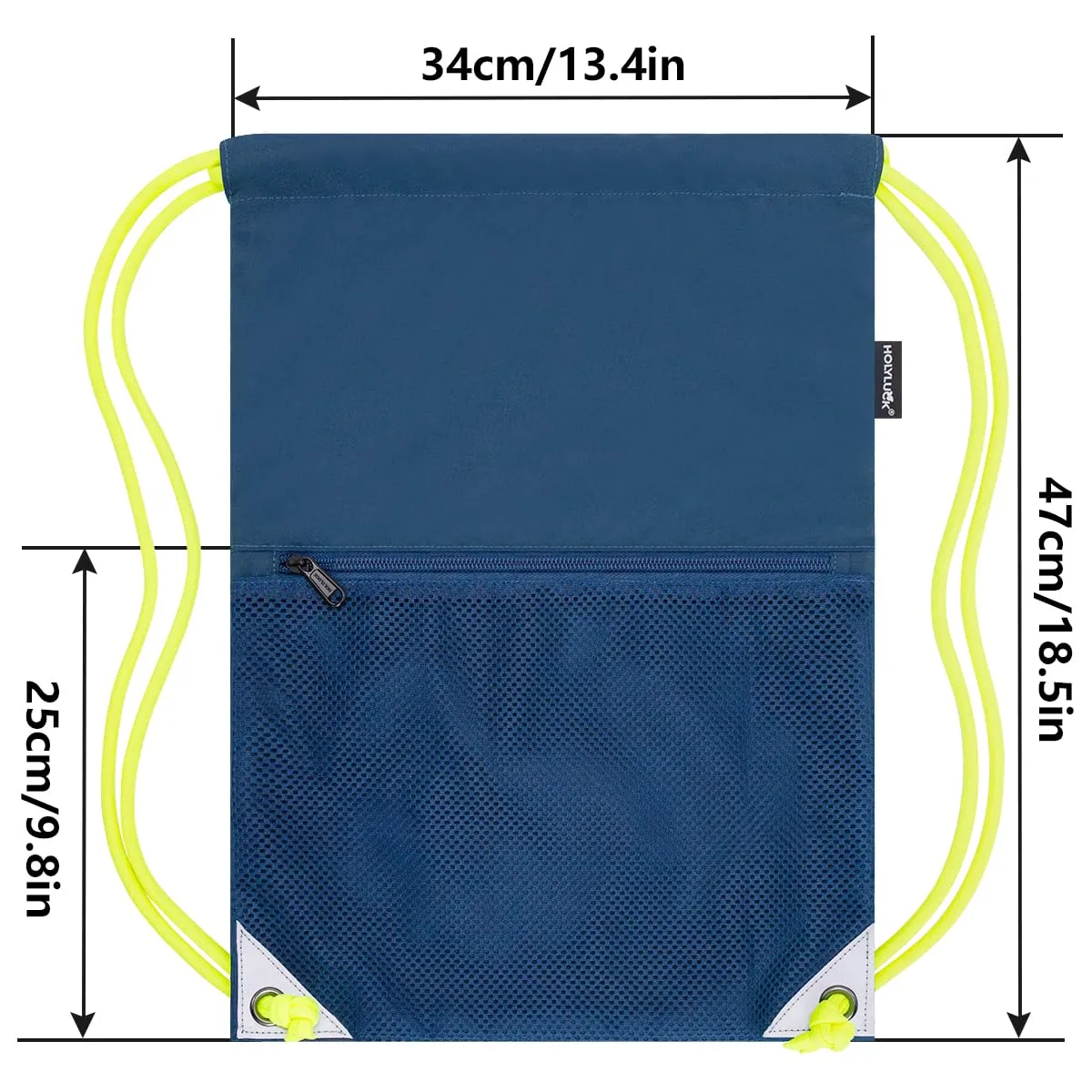 HOLYLUCK Drawstring Backpack Gym Sports Bag with Front mesh zipper Pocket (Petrol) HLC402