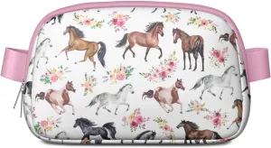 Horse Mini Belt Bag for Men Women Pony Floral Waist Packs Crossbody Bags Adjustable Strap for Hiking Cycling Sports