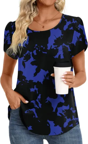 HOTGIFT Women Tops 2025 Summer Short Sleeve Chiffon T Shirts Blouse M-3XL