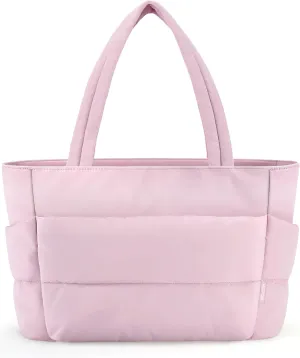 HOTOR Puffer Tote Bag for Women, Nurses - Multi-Pocket Lightweight Bag for Work - Quilted Handbag for Travel and Gym