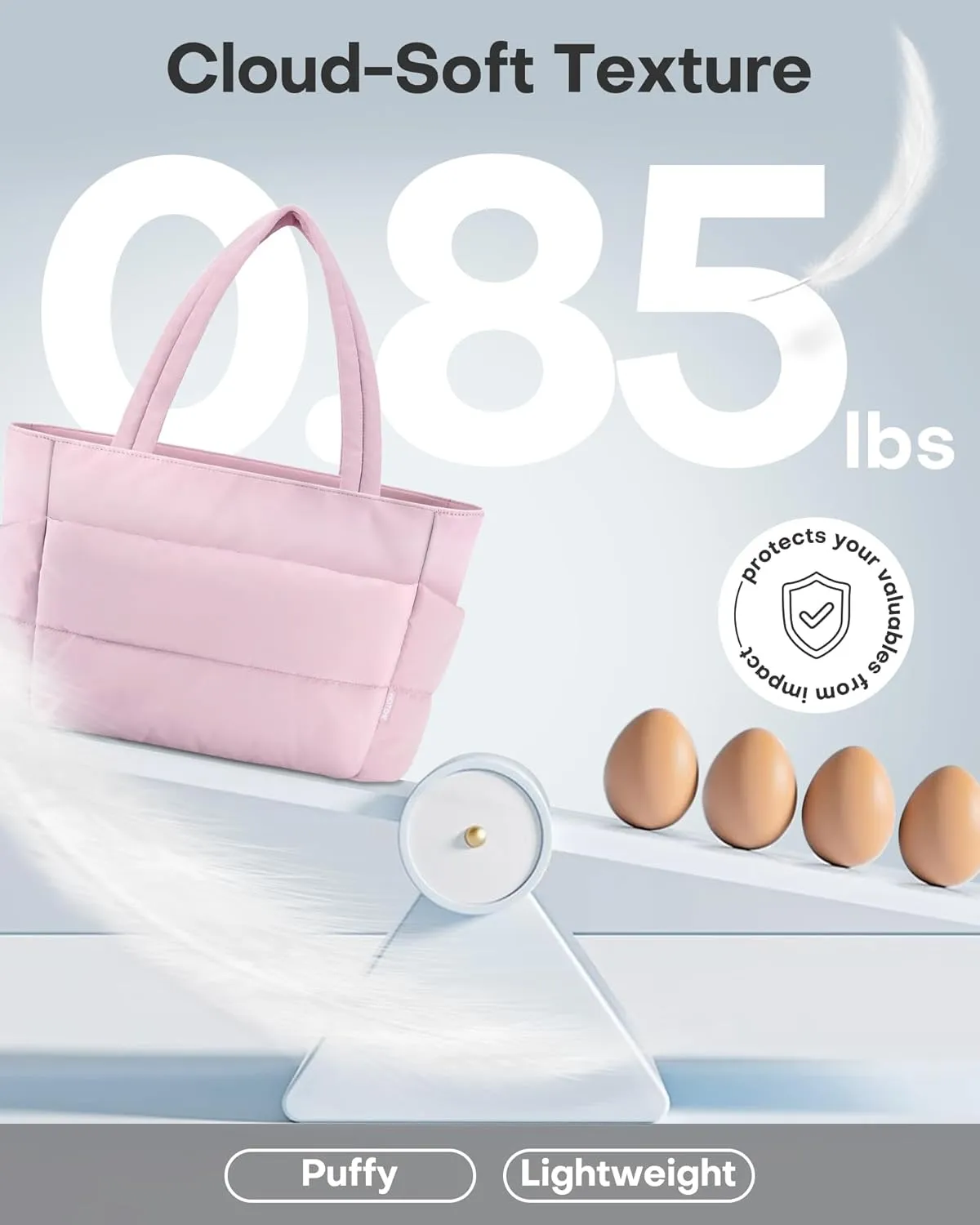 HOTOR Puffer Tote Bag for Women, Nurses - Multi-Pocket Lightweight Bag for Work - Quilted Handbag for Travel and Gym