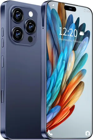 Huness I16 ProMAX Smartphone Unlocked Cell Phone,6.99" HD Screen Unlocked Phone,8 256GB Android 13 with 128GB Memory Card,Face ID/Dual SIM/5G/Fingerprint Button Unlock/Photos/GPS (Deep Blue, 8 256)