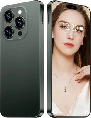 Huness I16 ProMAX Smartphone Unlocked Cell Phone,6.99" HD Screen Unlocked Phone,8 256GB Android 13 with 128GB Memory Card,Face ID/Dual SIM/5G/Fingerprint Button Unlock/Photos/GPS (Dreep Green, 8 256)