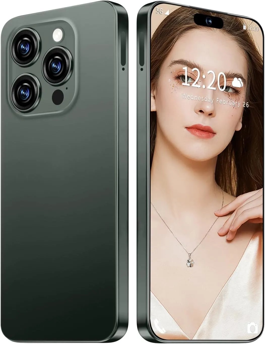 Huness I16 ProMAX Smartphone Unlocked Cell Phone,6.99" HD Screen Unlocked Phone,8 256GB Android 13 with 128GB Memory Card,Face ID/Dual SIM/5G/Fingerprint Button Unlock/Photos/GPS (Dreep Green, 8 256)