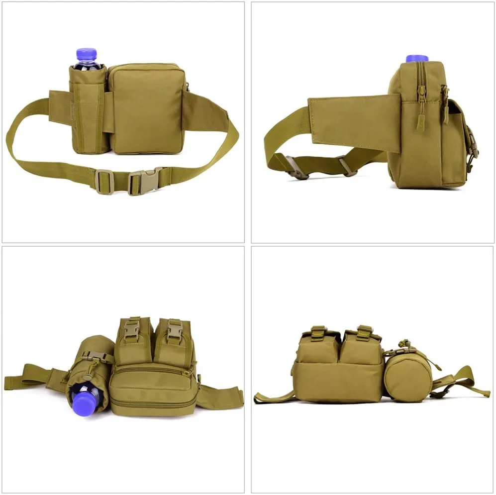 Huntvp Tactical Waist Pack Pouch With Water Bottle Pocket Holder Waterproof Molle Fanny Hip Belt Bag