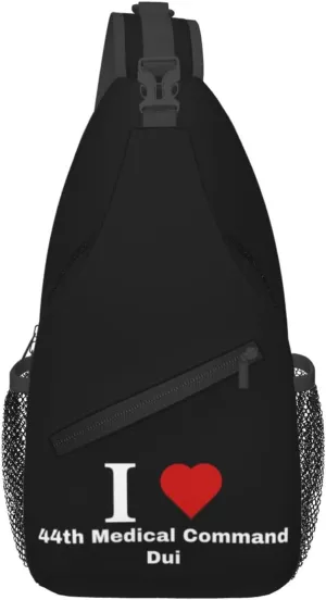 I love 44th Medical Command Dui Crossbody Bags For Women Men Chest Backpack Gym Shoulder Bag Travel Outdoor Sports Casual Crossbody Bags