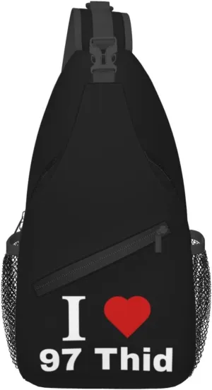 I love 97 Thid Crossbody Bags For Women Men Chest Backpack Gym Shoulder Bag Travel Outdoor Sports Casual Crossbody Bags