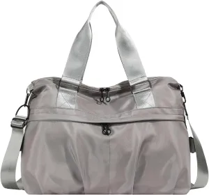 IHAYNER Women's Travel Weekender Duffle Bag with Laptop Compartment, Carry-On Overnight Gym Bag, Grey