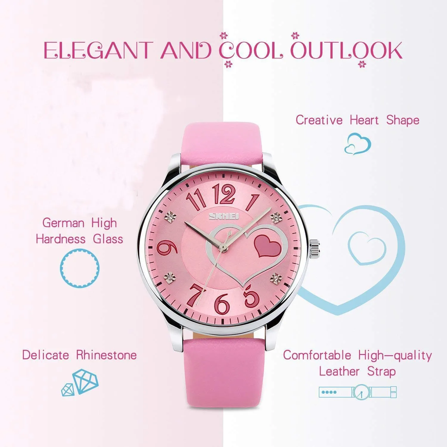 IJAHWRS Belt Women's Watch Fashion Love Rhinestone Quartz Watch
