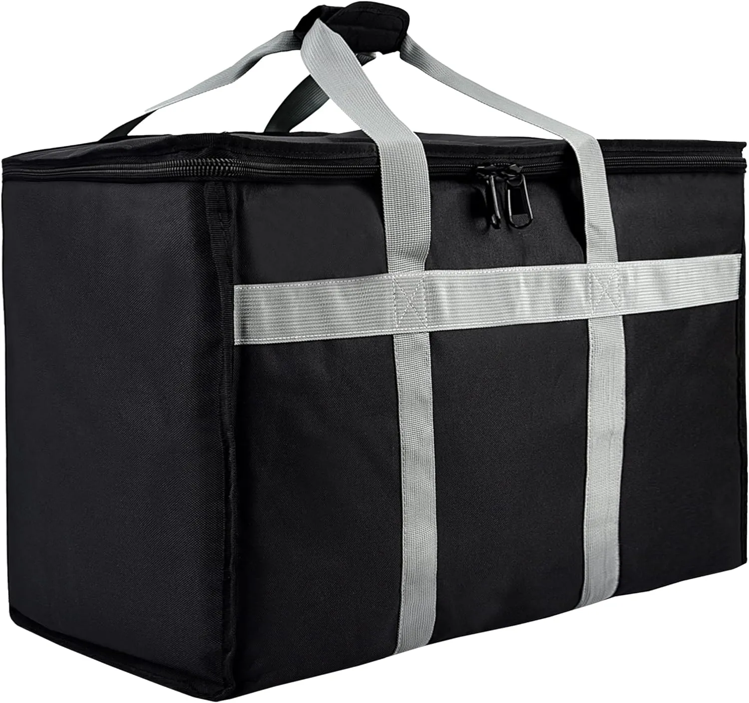 Insulated Food Delivery Bag - 23x14x15 inches - Water-Resistant Interior - Ideal for Commercial Catering - Reusable Grocery Bag - Professional and Heavy-Duty - XXL - Black