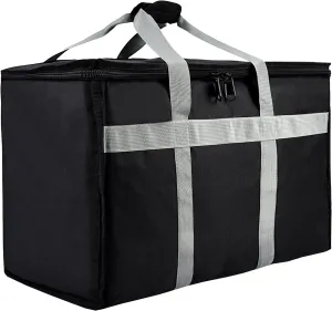 Insulated Food Delivery Bag - 23x14x15 inches - Water-Resistant Interior - Ideal for Commercial Catering - Reusable Grocery Bag - Professional and Heavy-Duty - XXL - Black