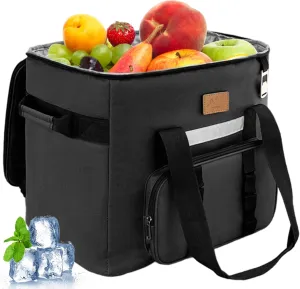 Insulated Lunch Bag 15x14x12 Inch Multi-Pocket Oxford Cloth Insulated Bag with Zipper & Bottle Opener Portable Cooler Tote for Camping, Picnic, BBQ, Tote, Cooler Bags