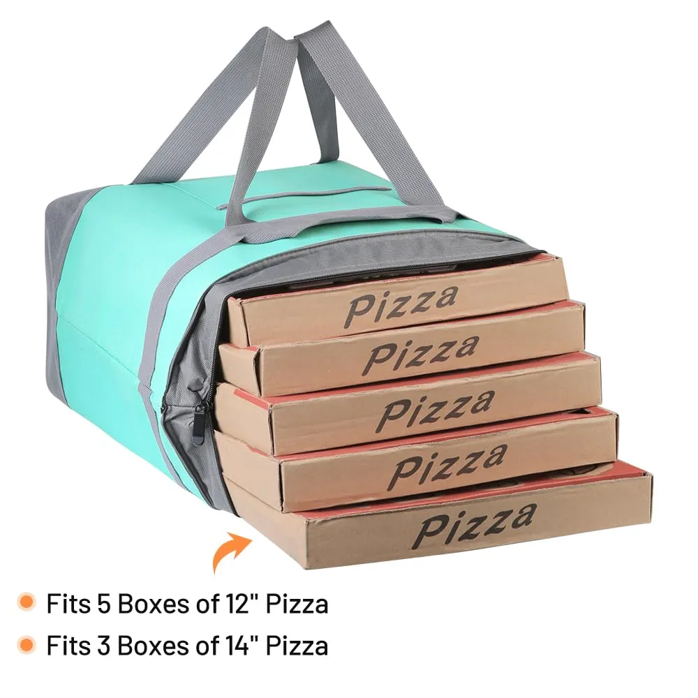 Insulated Reusable Tote Bag for Grocery Shopping for Women/Men, Pizza/Food Delivery Bag to Keep Food Cold/Hot for Uber Eats/Doordash/Grubub, Cooler bags for Travel/Beach/Picnic, Green