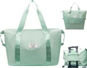 INVODA Travel Duffel Bag For Women and Men Waterproof Expandable Weekender Overnight Carry On Tote Bag Dry Wet Separation Swim Sports Gym Bag (Green)