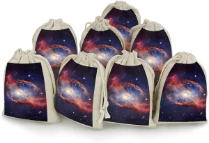 IOLVSHGH Universe Gala Empty Sachet Bags 8 PCS Cotton Muslin Bags with Drawstring Small Cloth Gift Pouches 6.7x4.9 Inch Burlap Bag Drawstring for Spice Tea Jewelry Wedding Party