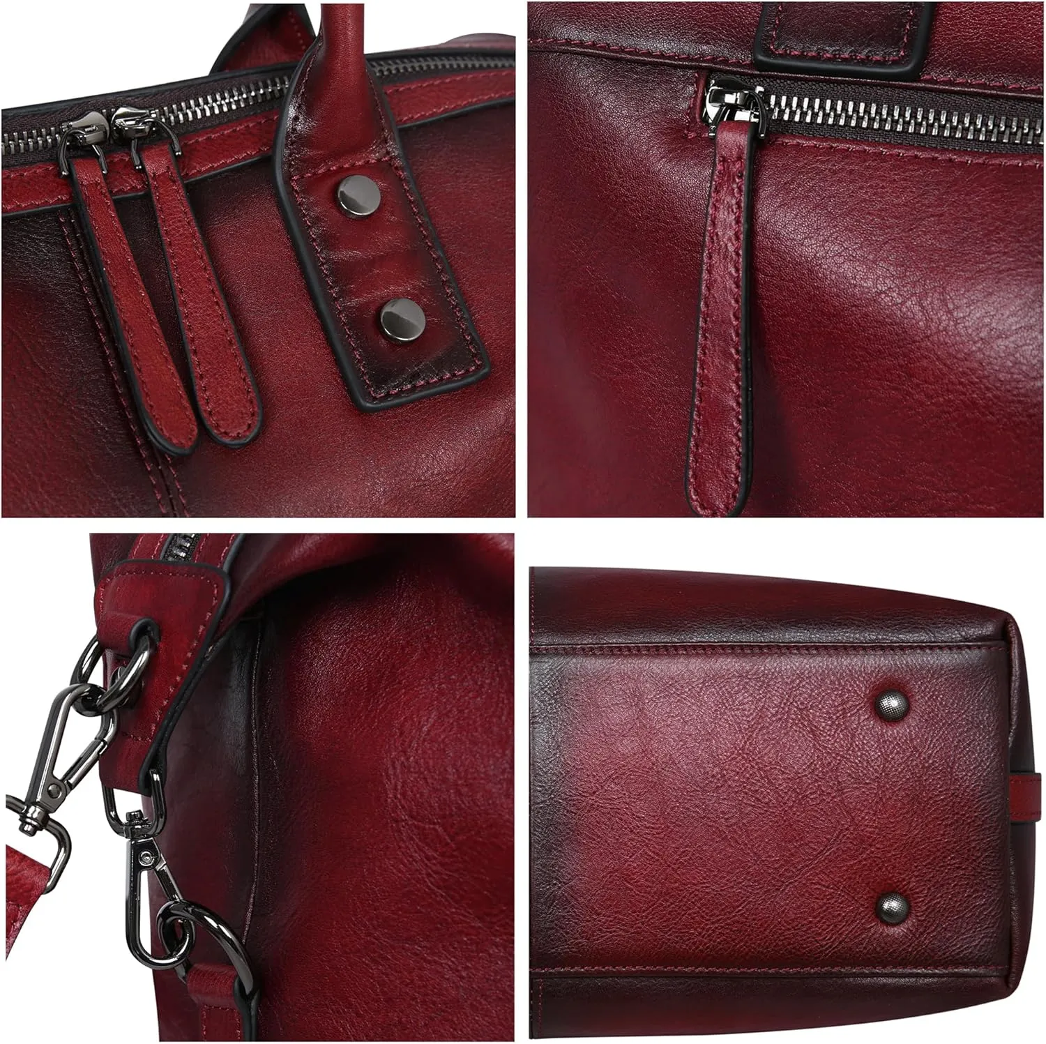 Iswee Genuine Leather Satchel Tote Bag Top Handle Handbag Designer Shoulder Bag Large Capacity Cross Body Bag