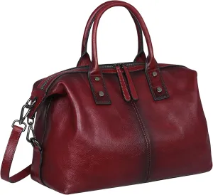 Iswee Genuine Leather Satchel Tote Bag Top Handle Handbag Designer Shoulder Bag Large Capacity Cross Body Bag