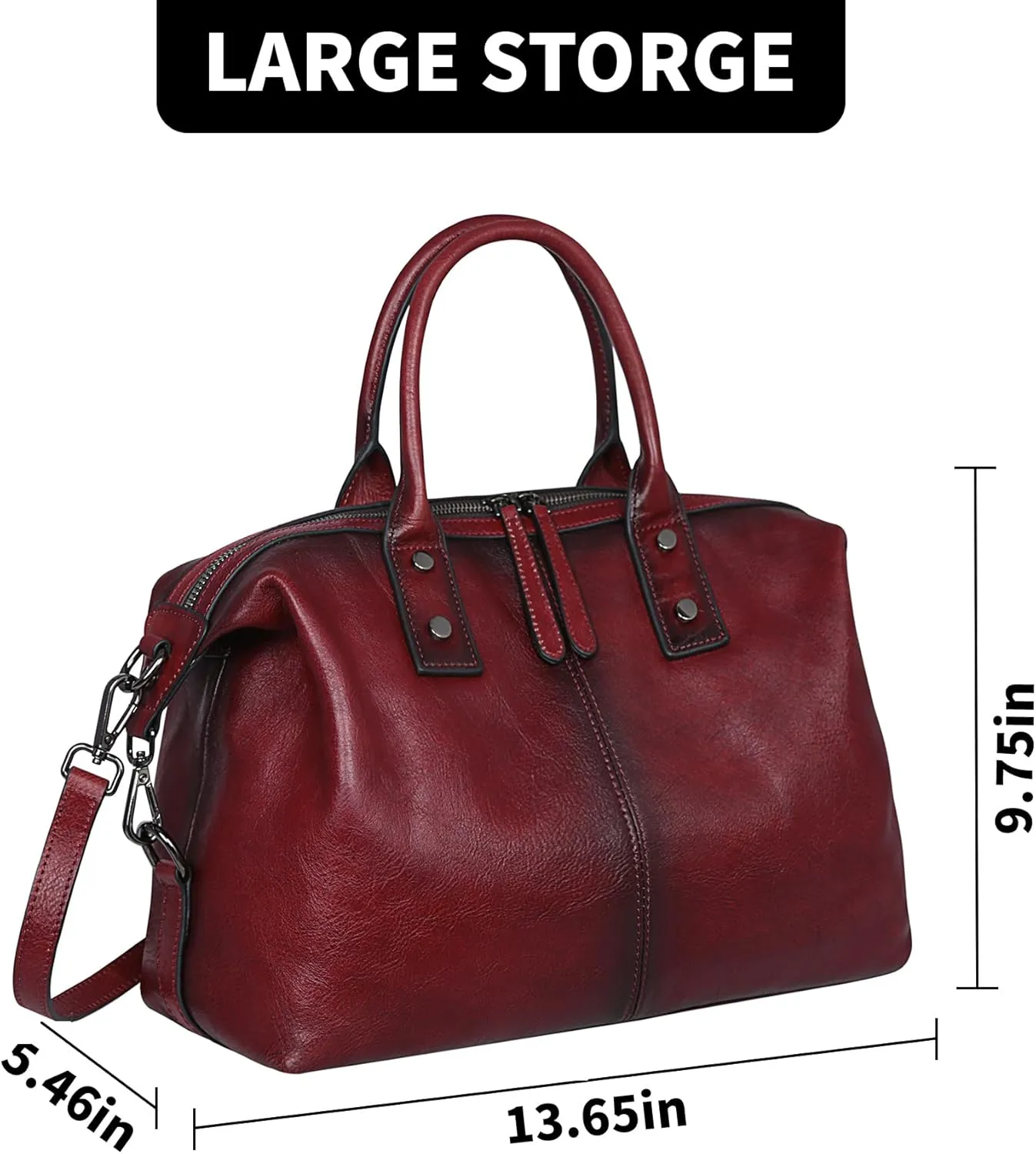 Iswee Genuine Leather Satchel Tote Bag Top Handle Handbag Designer Shoulder Bag Large Capacity Cross Body Bag