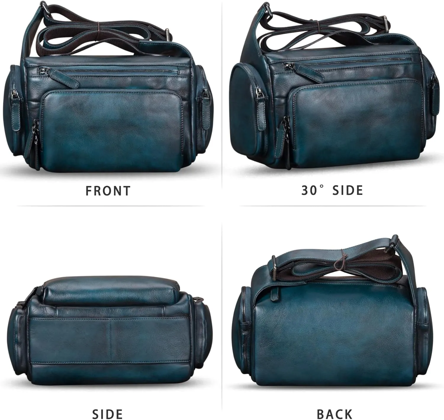 IVTG Genuine Leather Messenger Bag for Men Crossbody Shoulder Pack Satchel Casual Sling Daypack Work Business Daypack