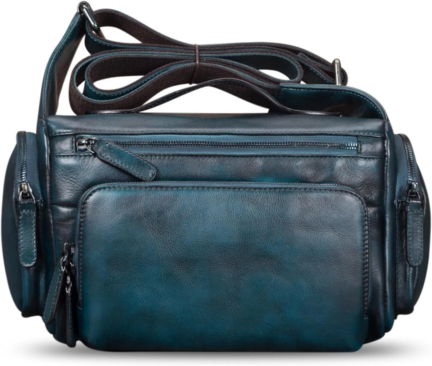 IVTG Genuine Leather Messenger Bag for Men Crossbody Shoulder Pack Satchel Casual Sling Daypack Work Business Daypack