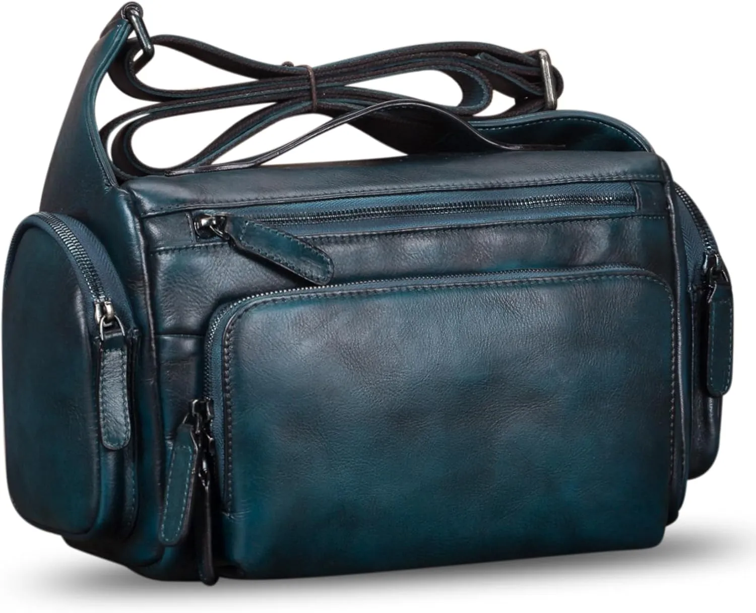 IVTG Genuine Leather Messenger Bag for Men Crossbody Shoulder Pack Satchel Casual Sling Daypack Work Business Daypack