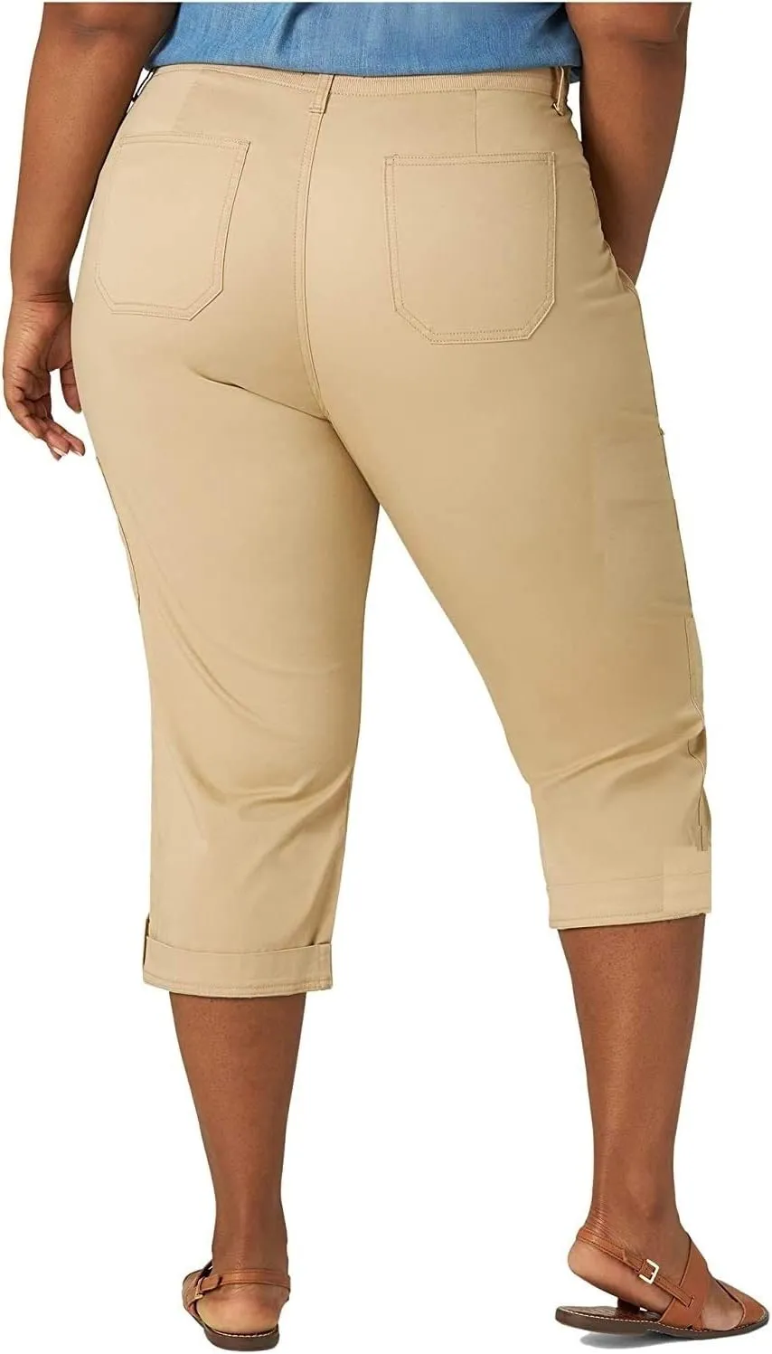 Jack David LING Womens Plus Size Stretch Blue/Black Capri Twill Denim Jeans