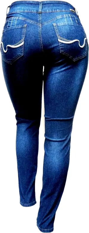 Jack David Women's Plus Size Stretch Black/Blue mid Rise Denim Jeans Pants Skinny Leg