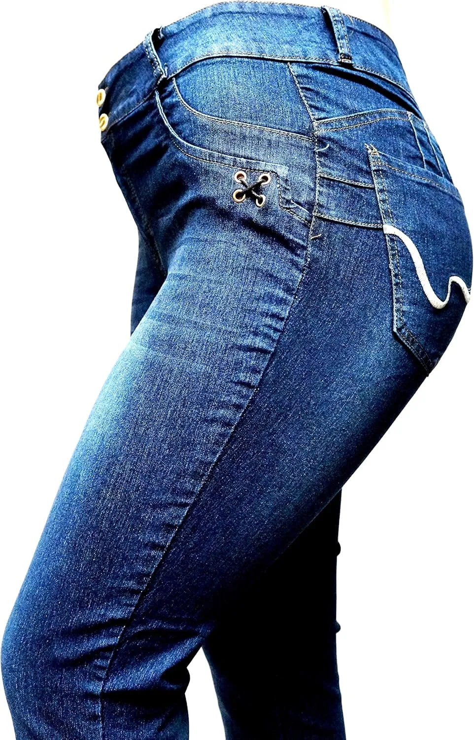 Jack David Women's Plus Size Stretch Black/Blue mid Rise Denim Jeans Pants Skinny Leg