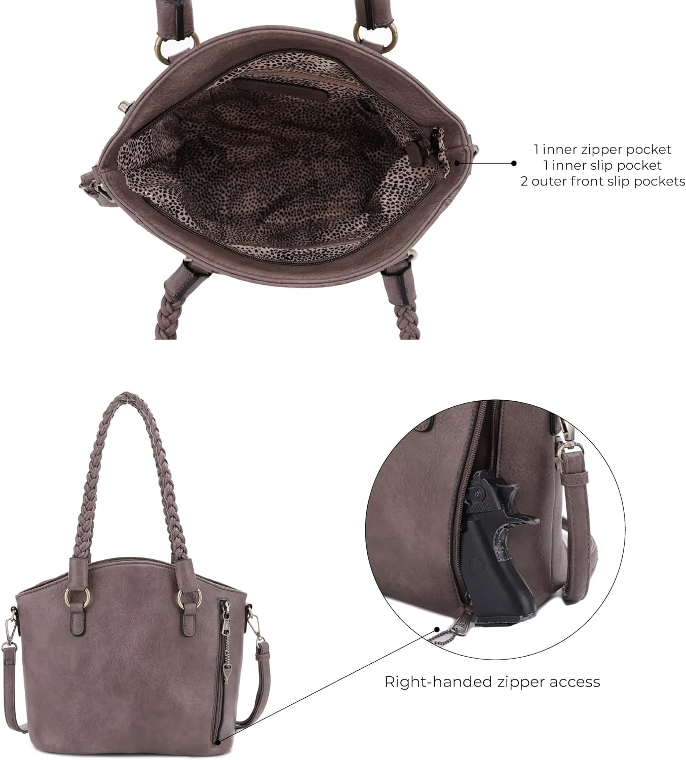 JESSIE & JAMES Bella Concealed Carry Tote Bags For Women with Lock and Key Satchel Purse Top Handle with Crossbody Strap
