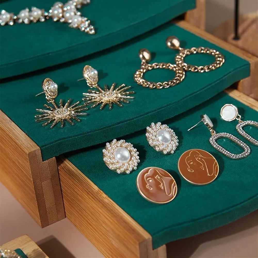 Jewelry Organizer Earring Display Rack, Bracelet, Stand for Jewelry Presentation, Shopping Mall, Luxury High-end Green Velvet Display Accessories J Stand