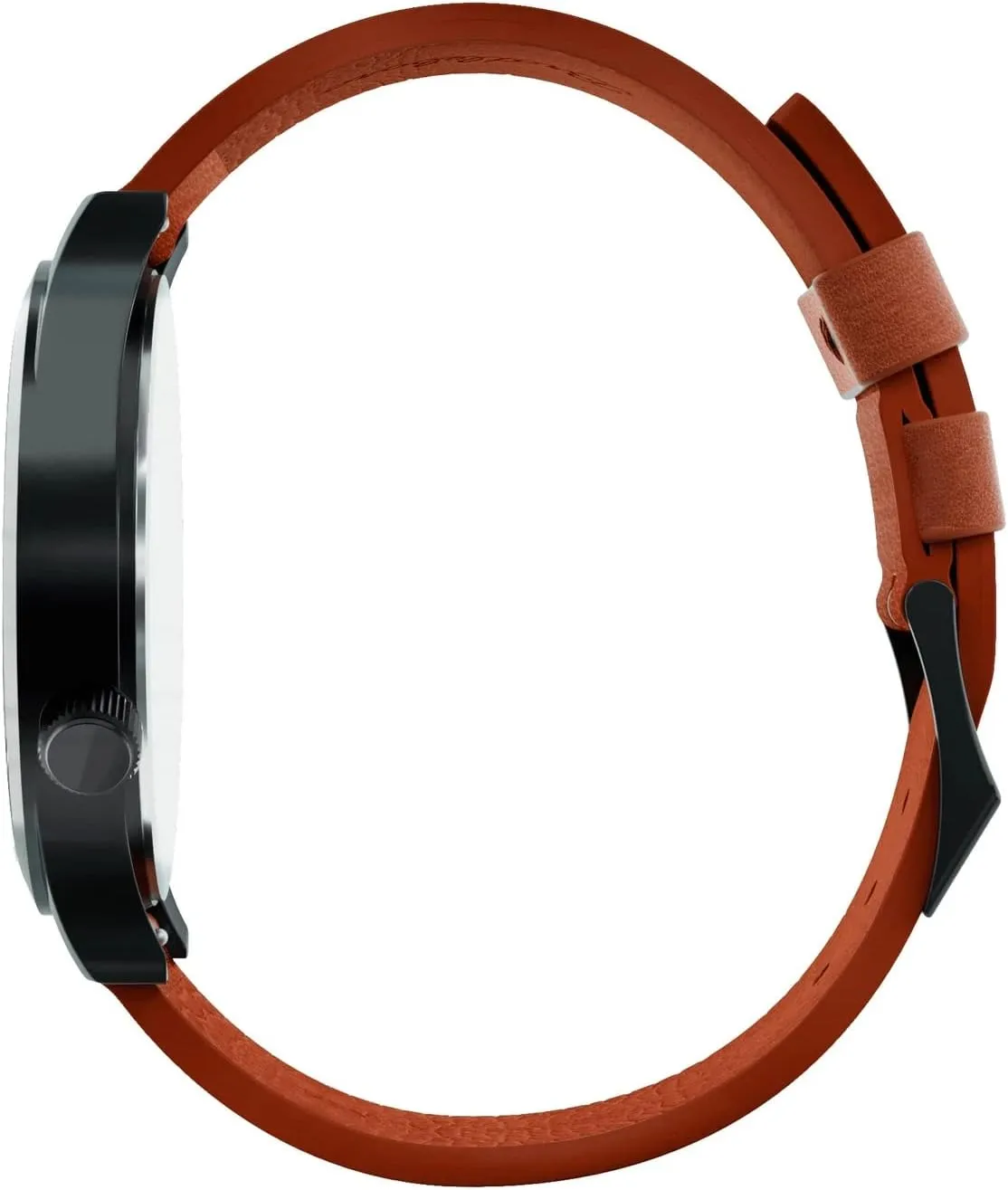 JIANDUN Swiss Movement Men's One Hand 24 Hour Watch Single Hand Black Case with Italian Leather Strap