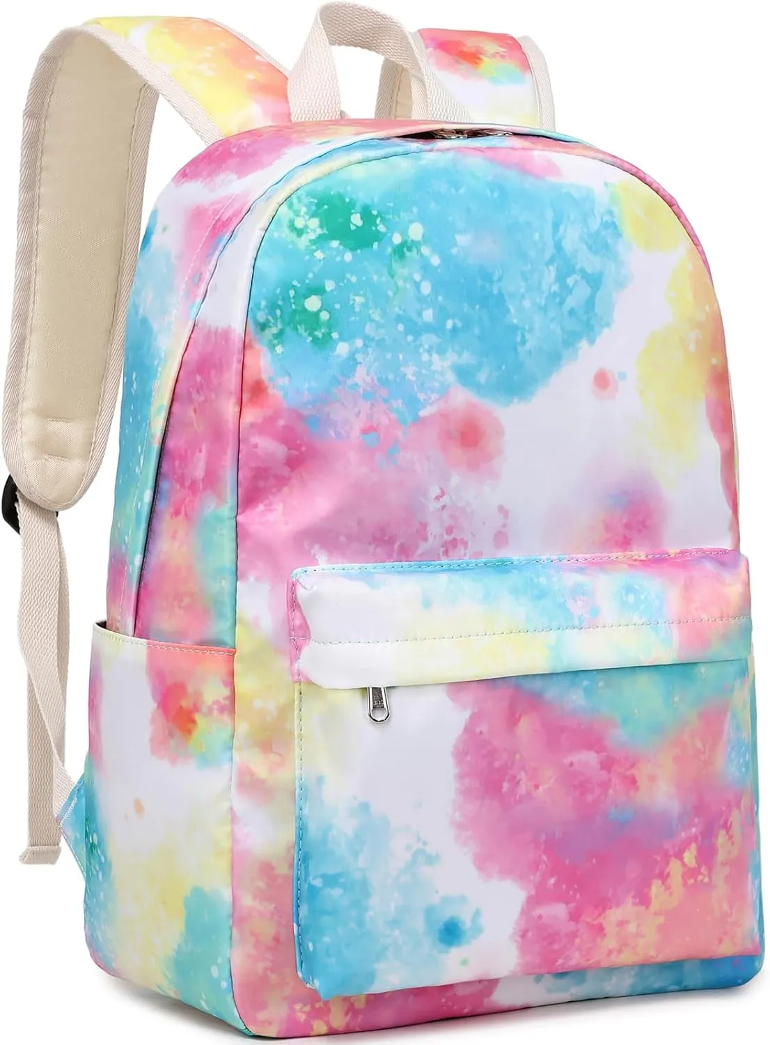 JIANYA School Backpack for Girls Water Resistant Bookbag Travel Back Pack, Tie Dye-Colorful