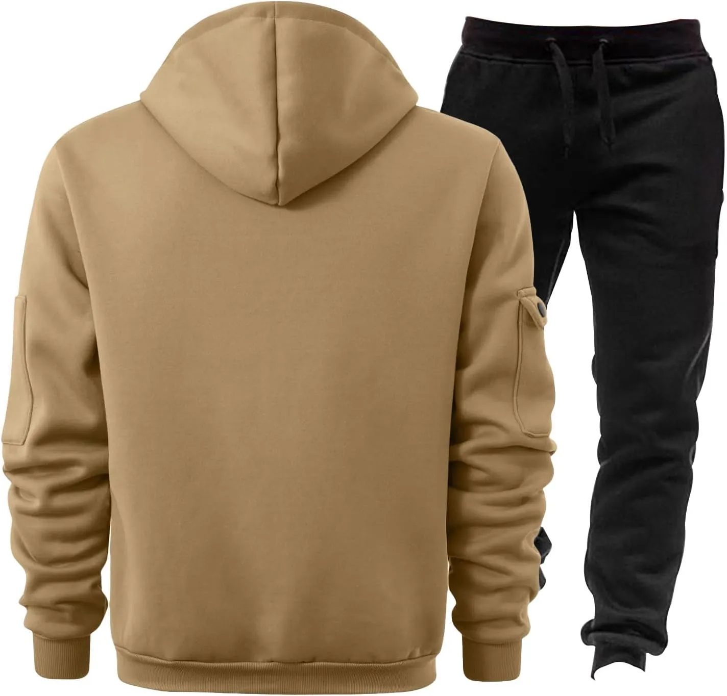 JJHAEVDY Mens Sweatsuit 2 Piece Drawstring Outfit Hooded Long Sleeve Sweatsuit Fall Gym Jogging Suits Comfy Thermal Tracksuit