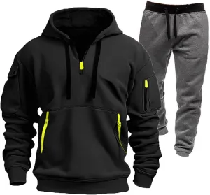 JJHAEVDY Mens Sweatsuit 2 Piece Long Sleeve Sweatsuits Hooded Drawstring Outfit Casual Sport Tracksuit Warmer Gym Tracksuits