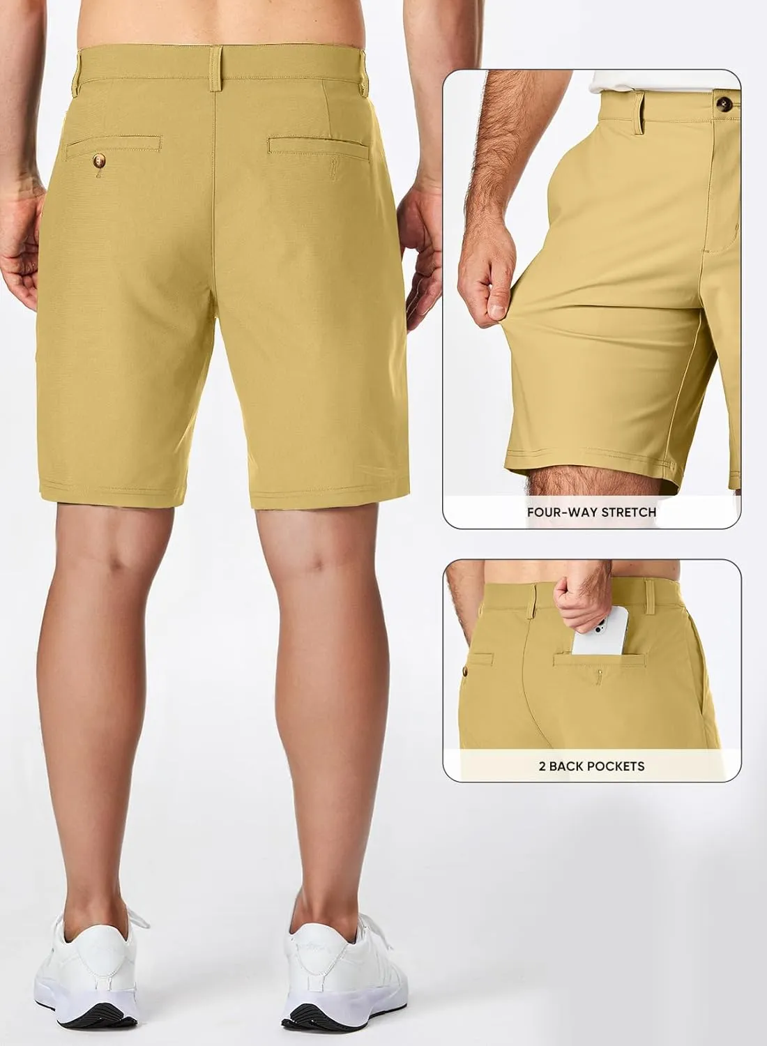 JMIERR Men's Chino Shorts Casual Summer 9" Inch Stretch Moisture-Wicking Golf Dress Short with Zipper Pocket