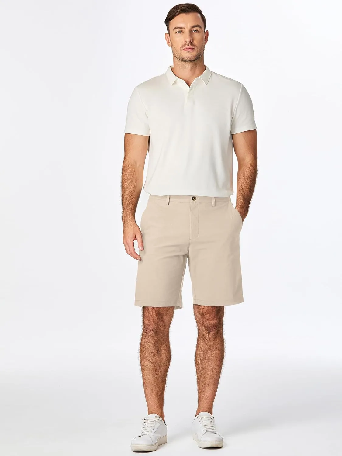 JMIERR Men's Chino Shorts Casual Summer 9" Inch Stretch Moisture-Wicking Golf Dress Short with Zipper Pocket