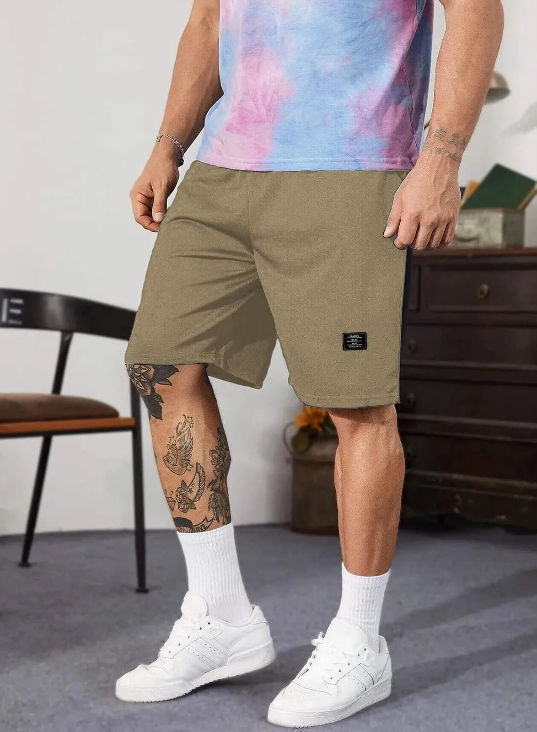JMIERR Mens Cotton Sweat Shorts with 3 Pockets Workout Lounge Jogger Athletic Shorts 7 inch Inseam Running Shorts
