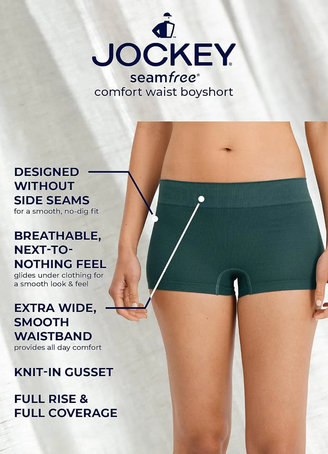 Jockey Women's Underwear Seamfree Comfort Waist Boyshort