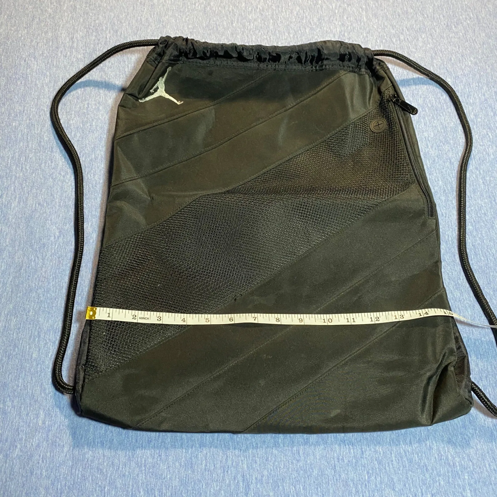 Jordan Drawstring Backpack With Zip Pocket & Mesh Panels - Black