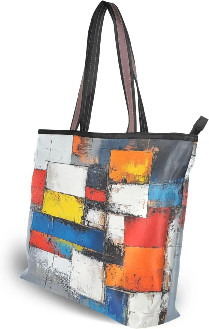 JSTEL Tote Bag for Women with Zipper,Polyester Tote Purse Holiday Tote Bag Work Handbag Women Gift