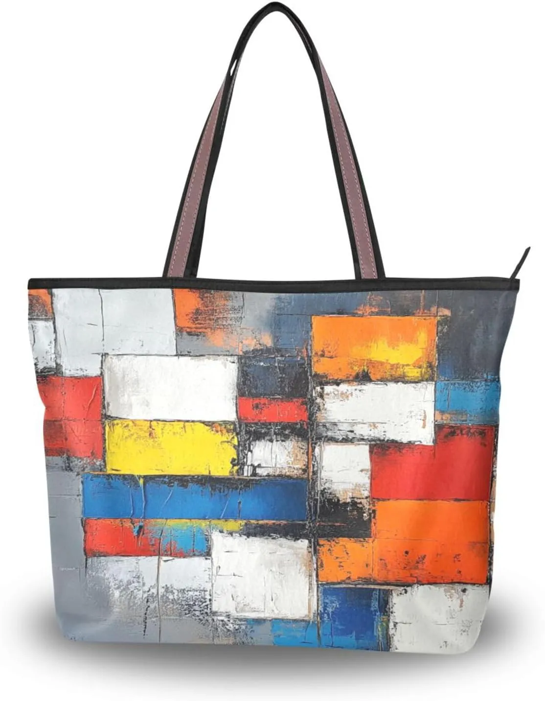 JSTEL Tote Bag for Women with Zipper,Polyester Tote Purse Holiday Tote Bag Work Handbag Women Gift