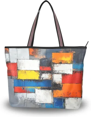 JSTEL Tote Bag for Women with Zipper,Polyester Tote Purse Holiday Tote Bag Work Handbag Women Gift