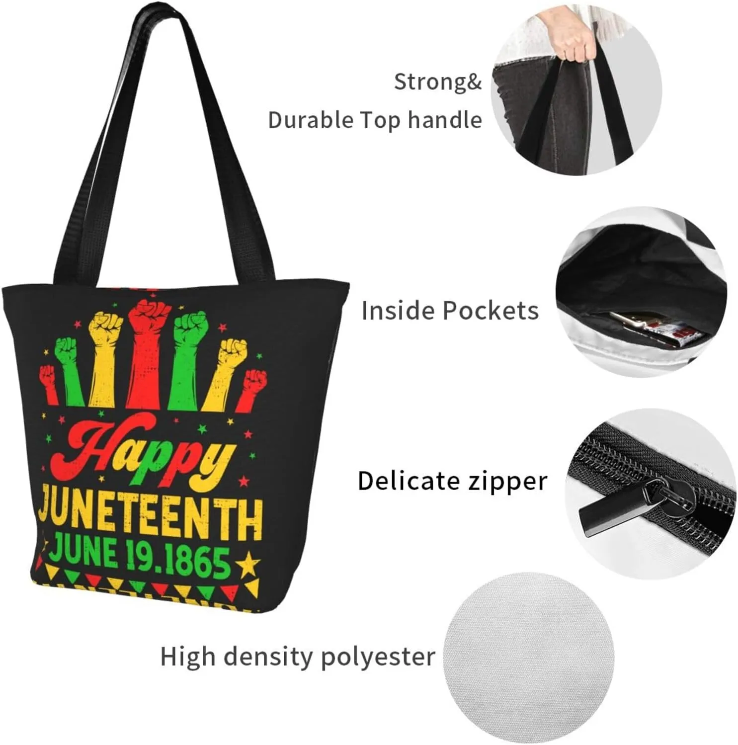 Juneteenth 1865 Sunflower Black History Month Women's Tote Bag Lightweight Shopping Handbag Travel Shoulder Bag